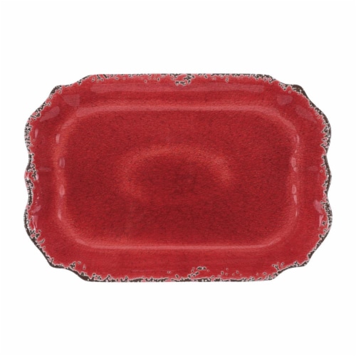 Supreme Housewares Crackle 20" Rectangular Tray, Red Perspective: front