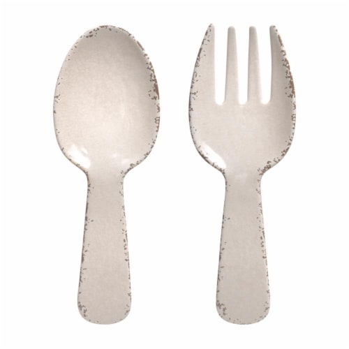 Supreme Housewares Crackle Salad Servers, Cream Perspective: front