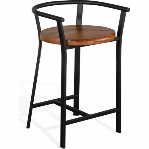 Sunny Designs Metroflex 24  Mid-Century Sturdy Metal Barstool in Rustic Oak Perspective: front