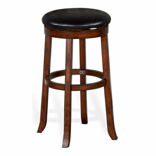 Sunny Designs Tuscany 30  Mahogany Wood Backless Swivel Stool in Medium Brown Perspective: front
