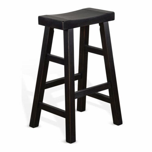 Sunny Designs 30  Saddle Seat Transitional Mahogany Wood Stool in Black Walnut Perspective: front