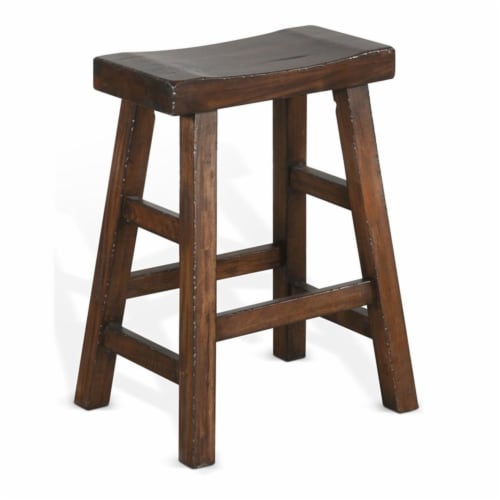 Sunny Designs 24  Saddle Seat Transitional Mahogany Wood Stool in Dark Chocolate Perspective: front