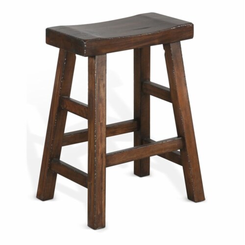 Sunny Designs 24  Saddle Seat Transitional Mahogany Wood Stool in Dark Chocolate Perspective: front