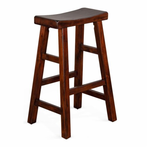 Sunny Designs 30  Saddle Seat Transitional Mahogany Wood Stool in Dark Chocolate Perspective: front