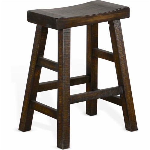 Sunny Designs 24  Saddle Seat Transitional Mahogany Wood Stool in Tobacco Leaf Perspective: front