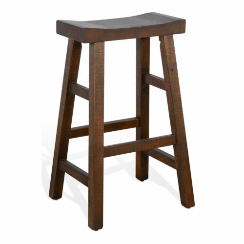Sunny Designs 30  Saddle Seat Transitional Mahogany Wood Stool in Tobacco Leaf Perspective: front