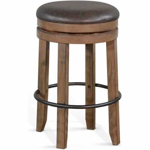 Sunny Designs Doe Valley 30  Wood Backless Swivel Barstool in Taupe Brown Perspective: front