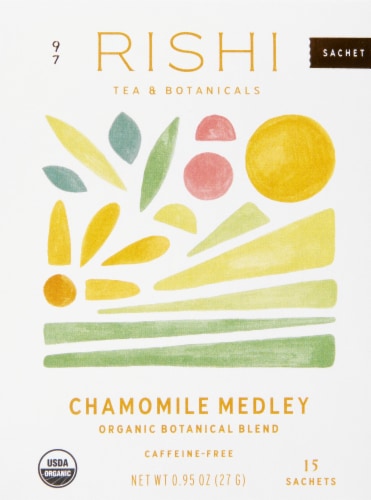 Rishi Tea Chamomile Medley Organic Botanical Blend Tea Sachets Perspective: front