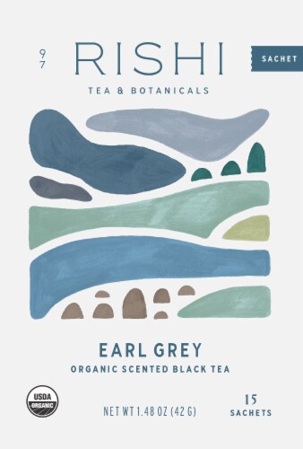 Rishi Tea Organic Earl Grey Black Tea Sachets Perspective: front