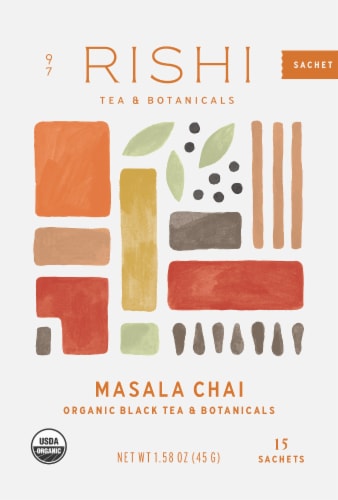 Rishi Tea Organic Masala Chai Black Tea Sachets Perspective: front