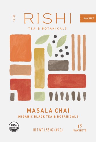 Rishi Tea Organic Masala Chai Black Tea Sachets Perspective: front