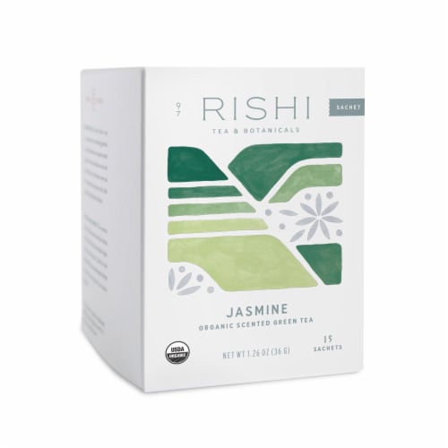 Rishi Tea Organic Jasmine Green Tea Sachets Perspective: front