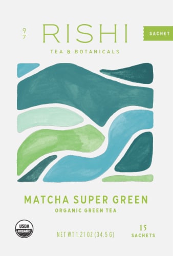 Rishi Tea Organic Matcha Super Green Green Tea Sachets Perspective: front
