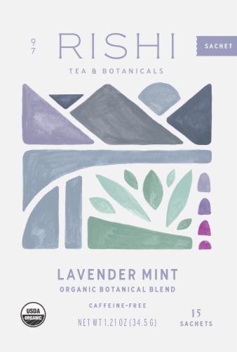 Rishi Tea Organic Lavender Mint Tea Sachets Perspective: front