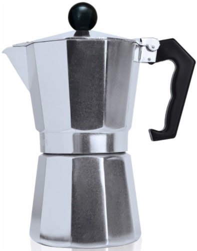Mario Polished Aluminum Stovetop Espresso Maker Perspective: front