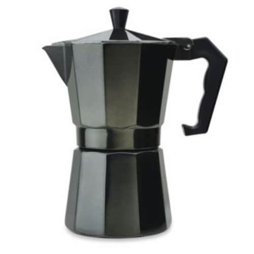 Primula® Aluminum 6-Cup PEBK-3306 Stovetop Espresso Maker in Black Perspective: front