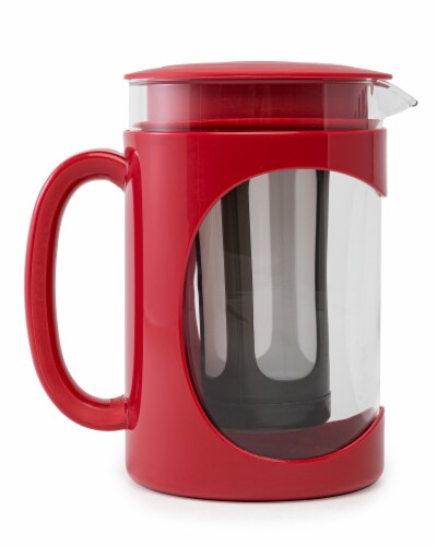 Primula Burke Glass Cold Brew Coffee Maker with Mesh Filter, 1.6 qt, Red