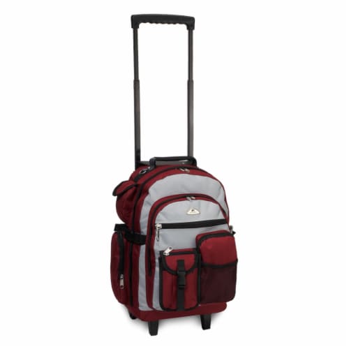 Everest Deluxe Wheeled Backpack - Burgundy/Gray Perspective: front
