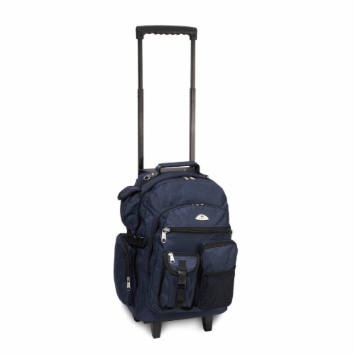 Everest Deluxe Large Wheeled Backpack - Navy Perspective: front