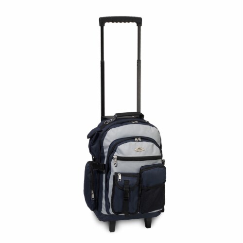 Everest Deluxe Wheeled Backpack - Navy/Gray Perspective: front