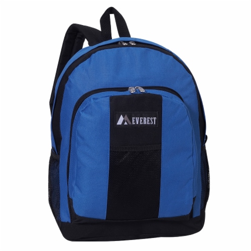 Everest Backpack with Front and Side Pockets - Royal Blue/Black Perspective: front
