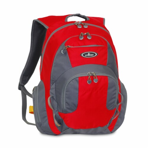 Everest Deluxe Traveler's Laptop Backpack - Red/Gray Perspective: front