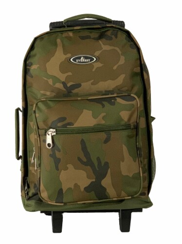 Everest Woodland Camo Classic Wheeled Backpack Perspective: front
