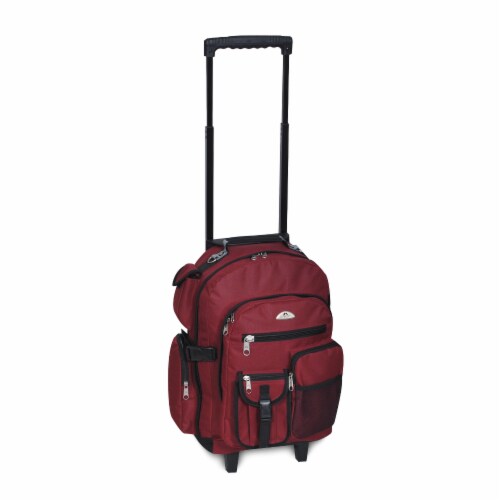Everest Deluxe Wheeled Backpack - Burgundy Perspective: front