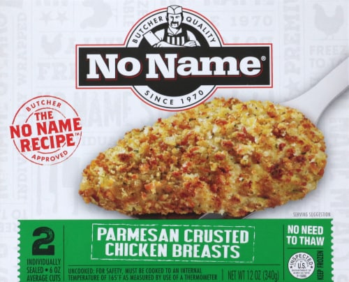 No Name Frozen Raw Parmesan Chicken Breast Perspective: front