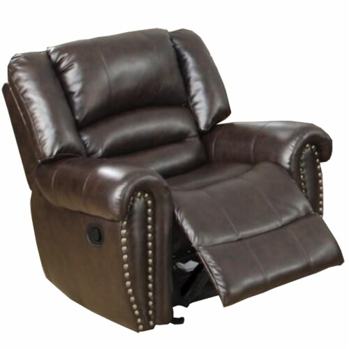 Brown bonded leather glider recliner discount
