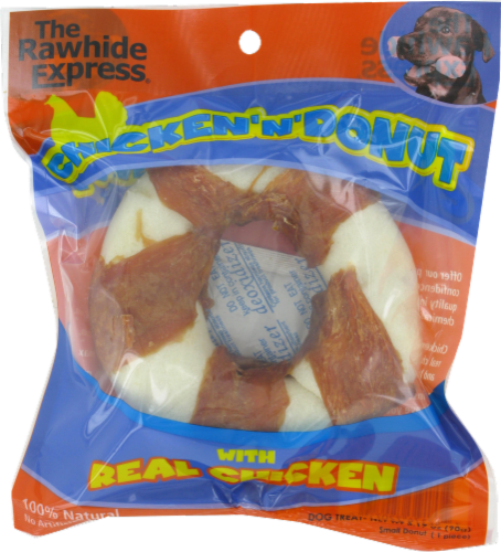 The Rawhide Express® Chicken 'N' Donut Rawhide Dog Treat Perspective: front