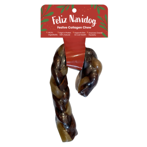 Feliz Navidog Festive Collagen Dog Chew Treat Perspective: front