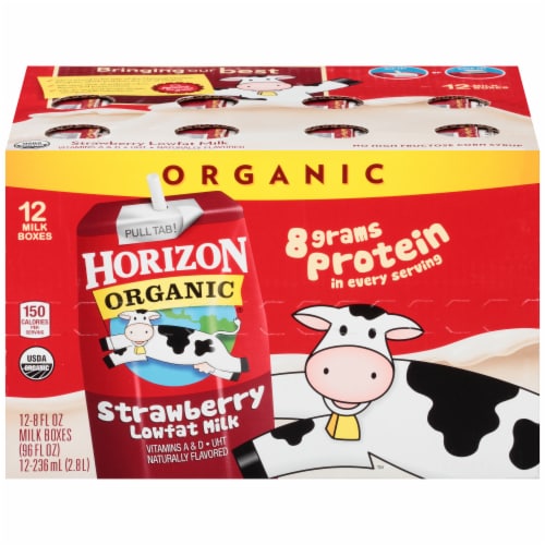 Horizon Organic Low Fat Strawberry Milk Perspective: front