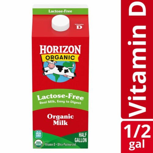 Horizon Organic Lactose Free Vitamin D Milk Half Gallon Perspective: front