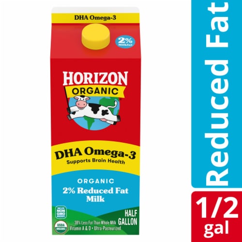 Horizon Organic DHA Omega-3 2% Reduced Fat Half Gallon Perspective: front