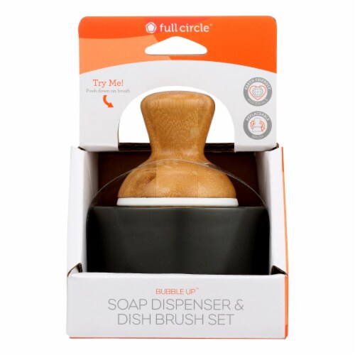 Full Circle Home - Bubble Up Soap Dispenser and Dish Brush Set - Gray - Case of 4 - 1 Count Perspective: front