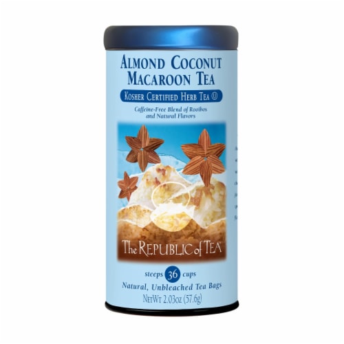 The Republic of Tea Almond Coconut Macaroon Kosher Red Tea, Caffeine Free, 36 Tea Bags