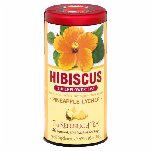 The Republic of Tea® Pineapple Lychee Hibiscus Superflower™ Tea Bags Perspective: front