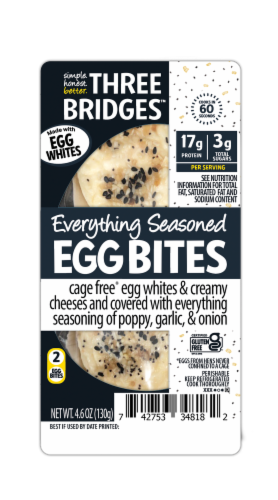 Three Bridges Everything Seasoned Egg Bites made with Egg Whites Perspective: front
