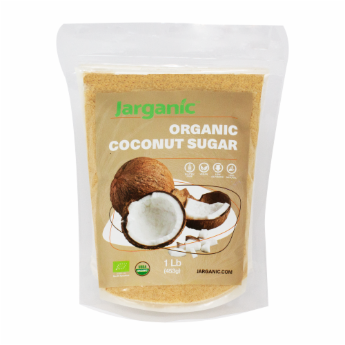 Organic Coconut Sugar 1 lb / 16 oz - Gluten-Free Vegan GMO-Free Paleo, Low Glycemic Index Perspective: front