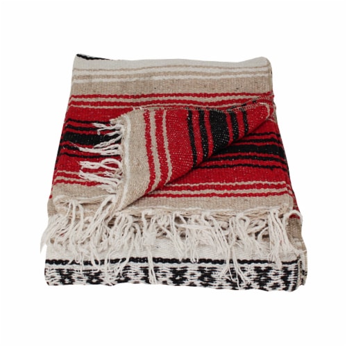 Wet Products Large Stripe Beach Blanket - Tan/Red/White/Black Perspective: front