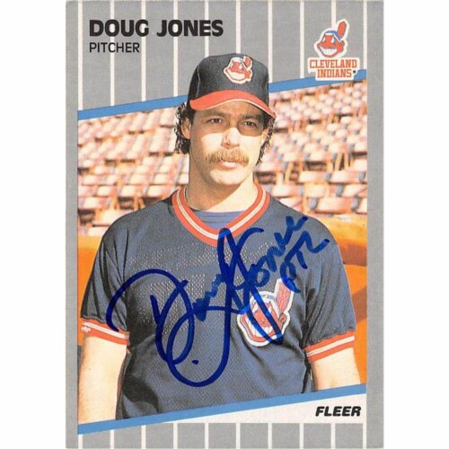 Autograph Warehouse 700266 Doug Jones Autographed Cleveland Indians 1989 Fleer No.409 Basebal Perspective: front