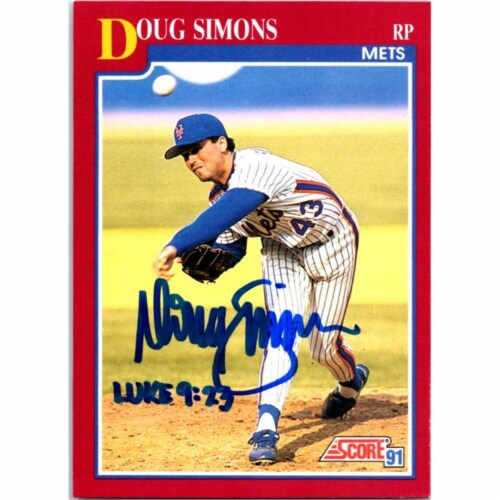 Autograph Warehouse 725365 Doug Simons Autographed New York Mets 1991 Score  No.91T Baseball C, 1 - Kroger