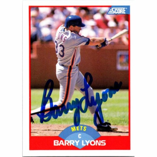 Autograph Warehouse 725207 Barry Lyons Autographed New York Mets 1989 Score No.456 Baseball C Perspective: front