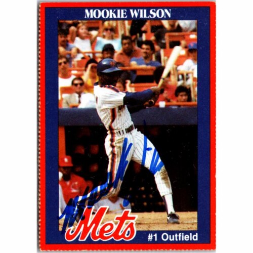 Autograph Warehouse 702813 Mookie Wilson Signed New York Mets 1987 Farmland  No.1 Baseball Car, 1 - Smith's Food and Drug