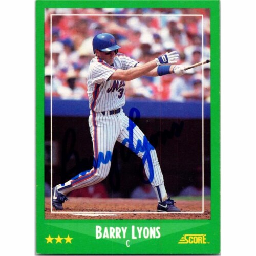 Autograph Warehouse 725208 Barry Lyons Autographed New York Mets 1988 Score No.387 Baseball C Perspective: front