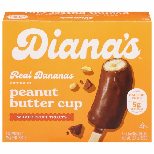 Diana's Milk Chocolate Peanut Butter Cup Real Banana Halves Perspective: front
