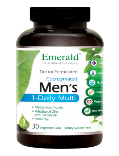 Emerald Men's 1-Daily Multivitamin Vegetable Caps Perspective: front