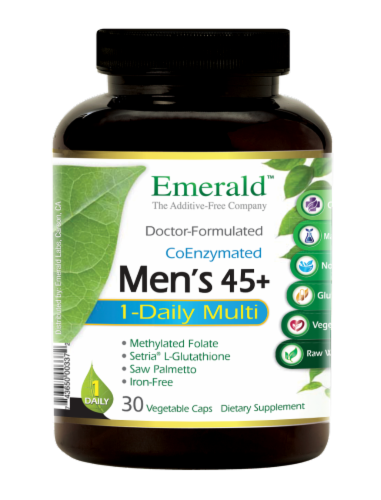 Emerald 1-Daily Men's 45+ Multivitamin Vegetable Caps Perspective: front
