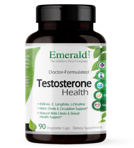 Emerald Labs™ Testosterone Health Vegetable Caps Perspective: front